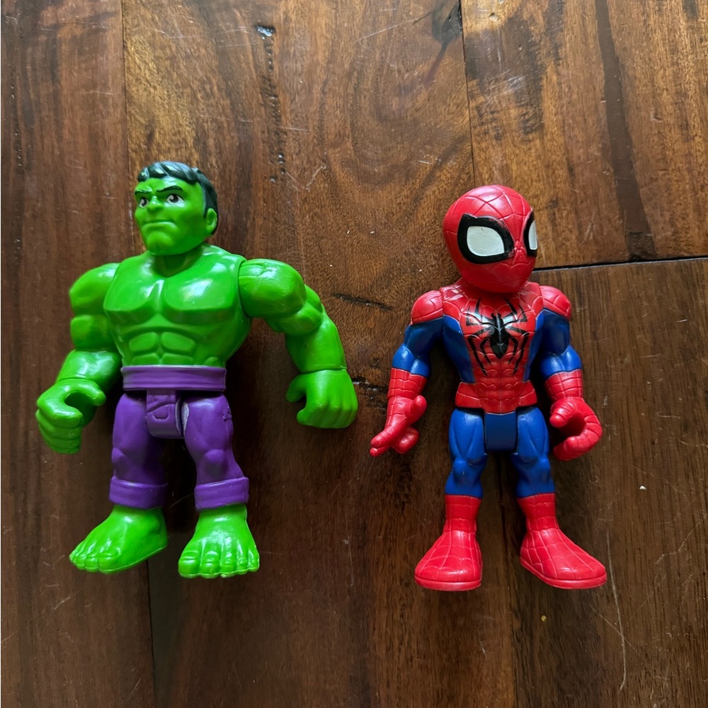 Hulk and Spiderman action figures